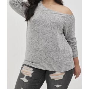 Torrid Super Soft Plush Gray One Shoulder Sweater - 5 (5X) - Women's Plus Size